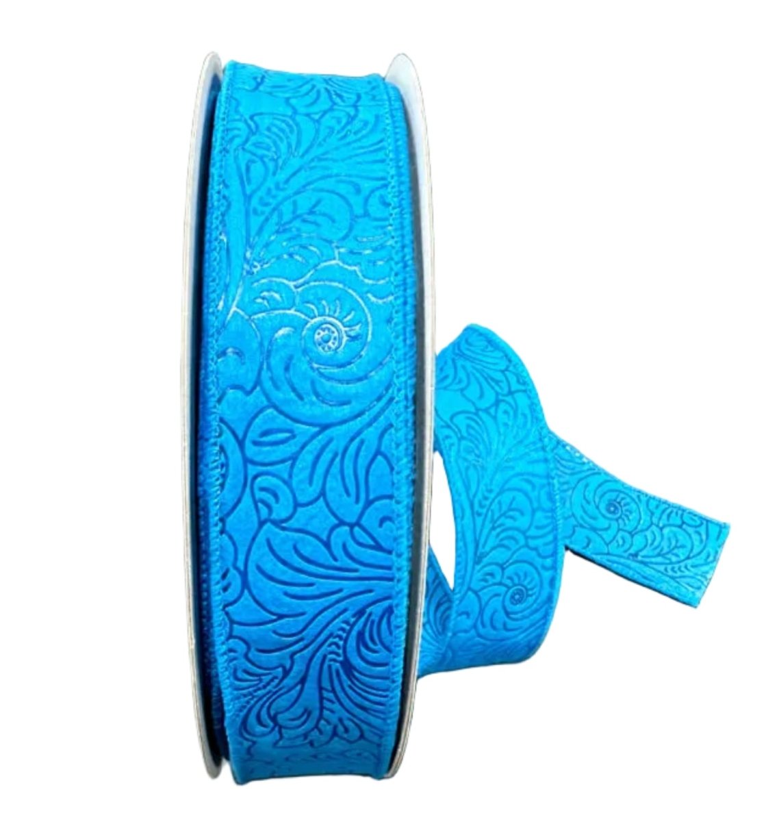 1.5in Embossed Flower Breeze Ribbon: Turquoise (10 Yards)