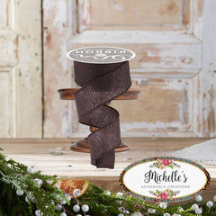 1.5in Flower Embossed Ribbon: Brown (10 Yards)