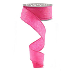 1.5in Flower Embossed Ribbon: Hot Pink (10 Yards)