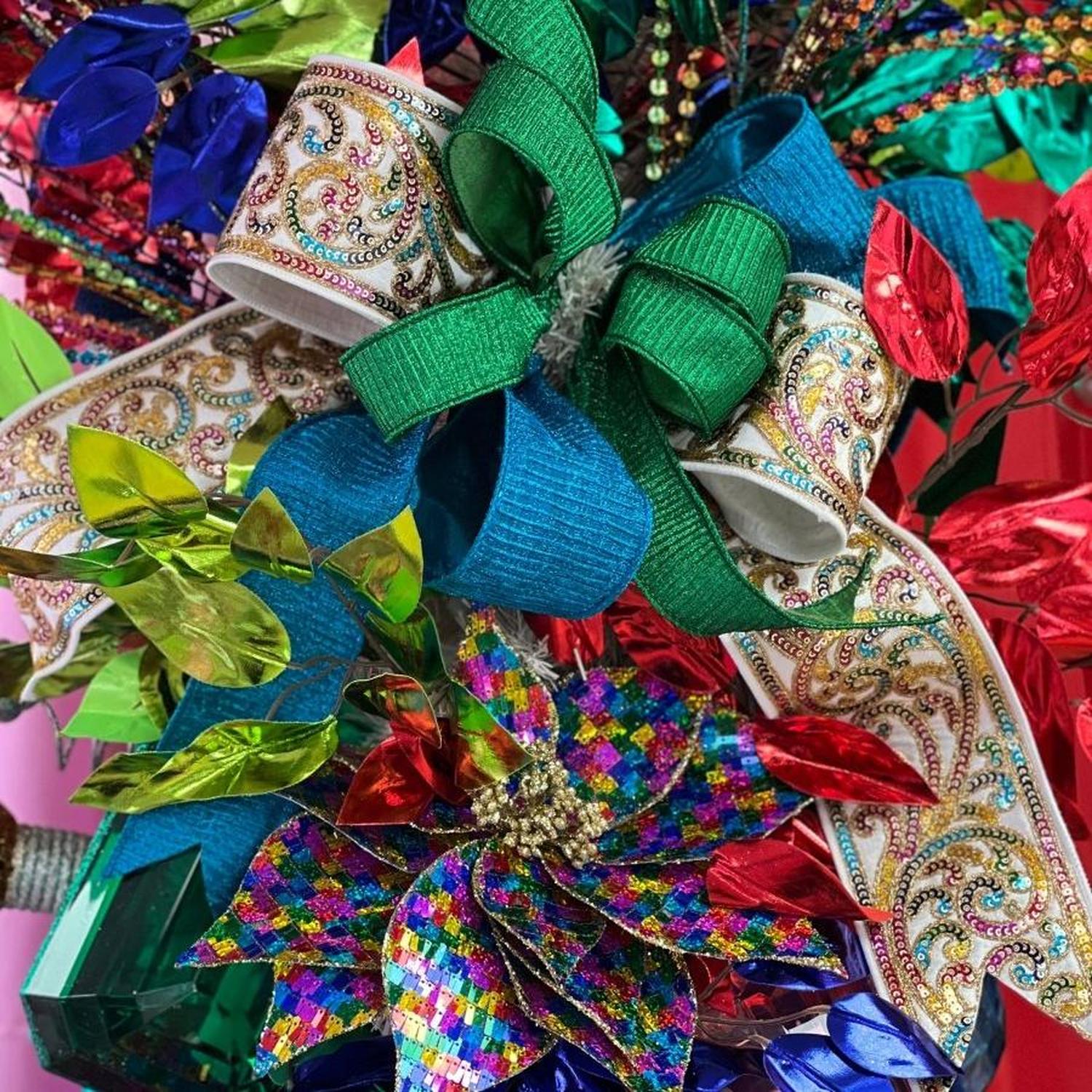 1.5" Pleated Lame Ribbon: Turquoise (10 Yards)
