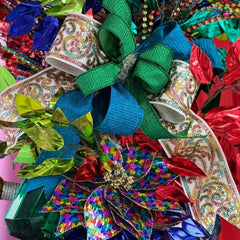 1.5" Pleated Lame Ribbon: Turquoise (10 Yards)