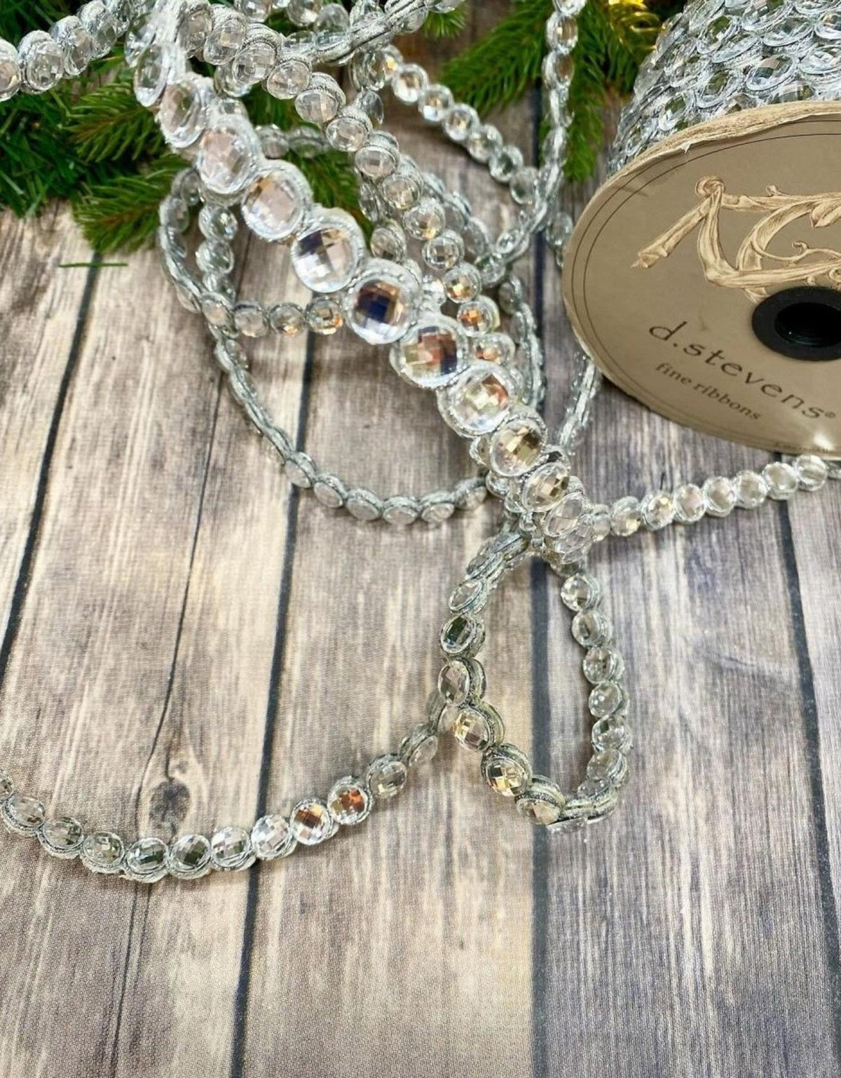.5" Crown Jewel Garland Ribbon: Crystal (10 Yards)