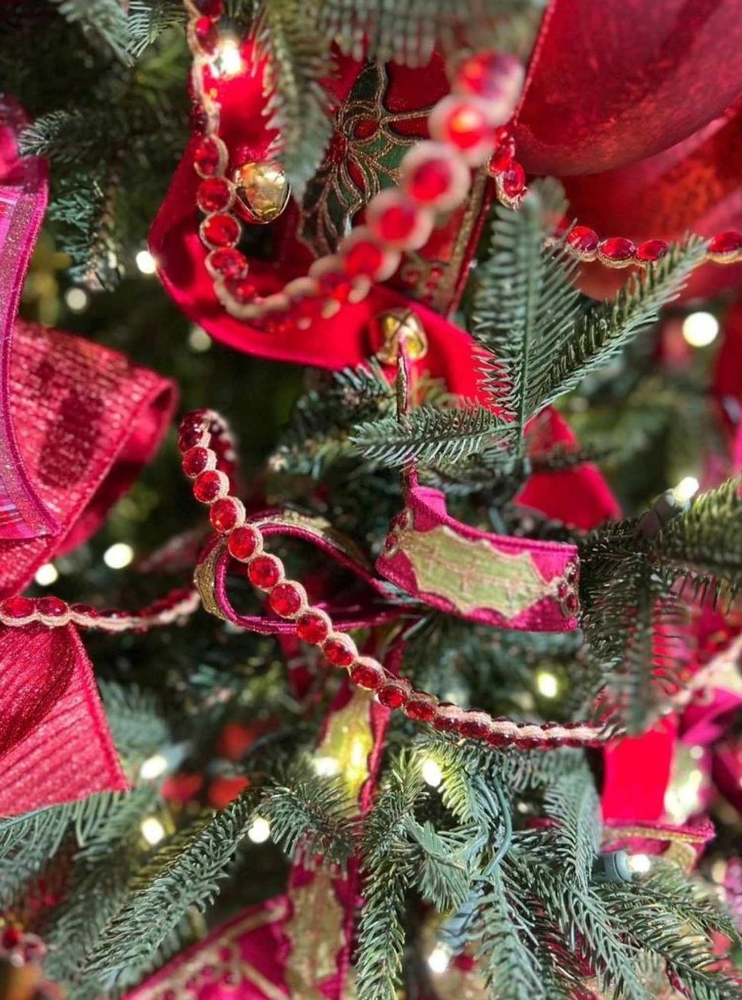 .5" Crown Jewel Garland Ribbon: Red (10 Yards)