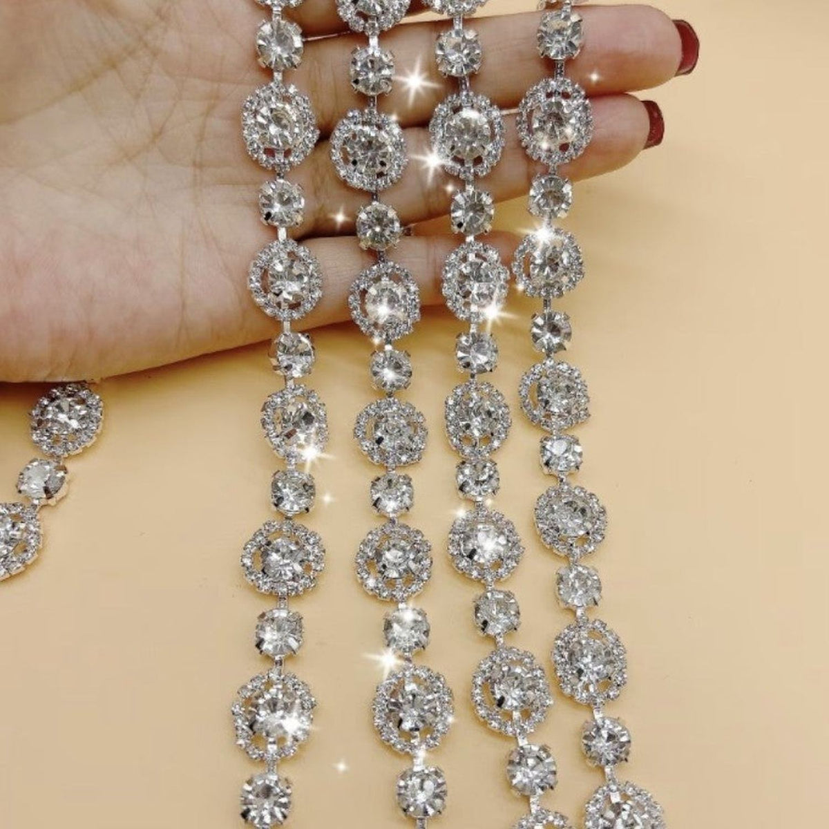 .59in Sparkling White Round Glass Rhinestone Chain (1 Yard)