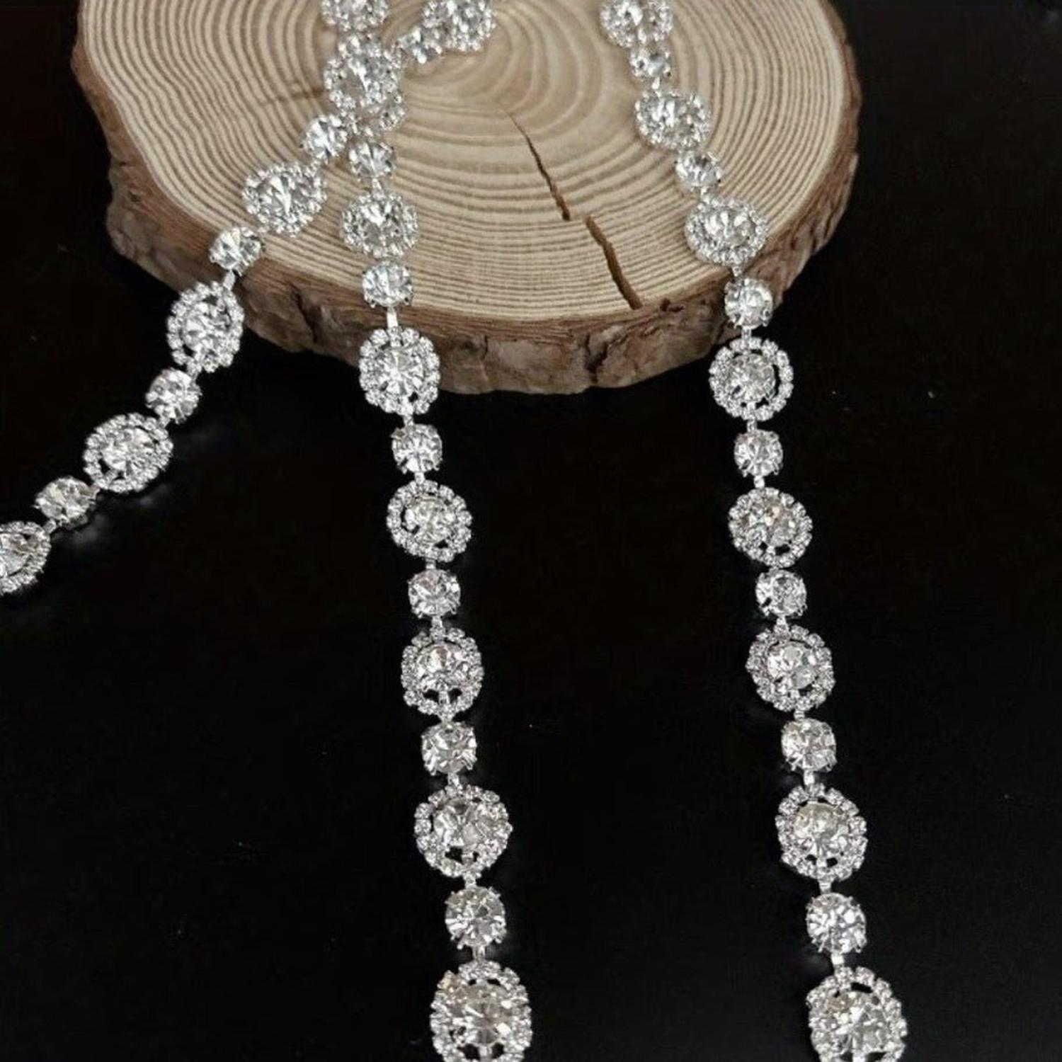 .59in Sparkling White Round Glass Rhinestone Chain (1 Yard)
