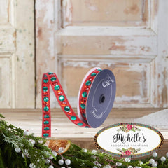 .75" Gumdrop Garland Ribbon: Red/Green (5 Yards)