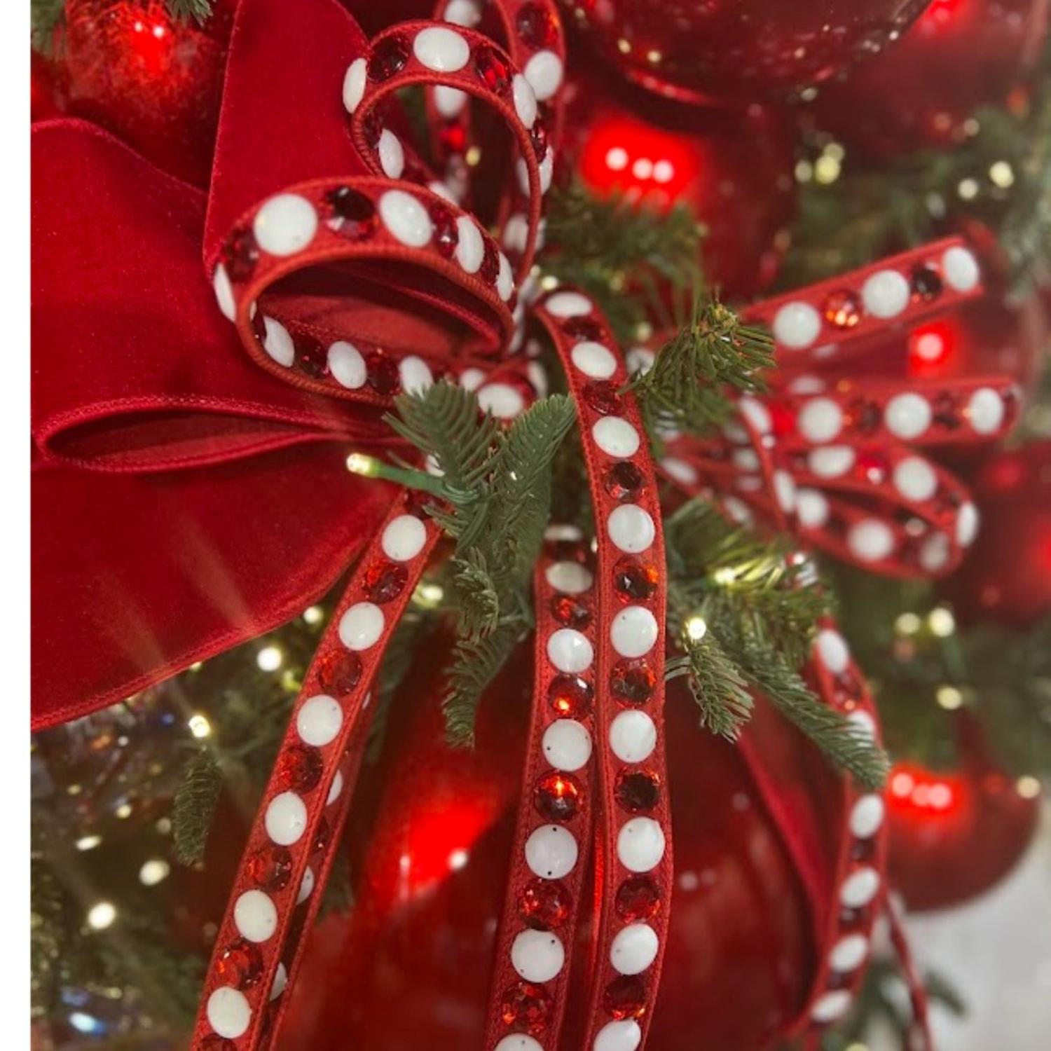 .75" Gumdrop Garland Ribbon: Red/White (5 Yards)