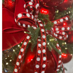 .75" Gumdrop Garland Ribbon: Red/White (5 Yards)