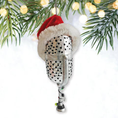 (Pre-Order) Christmas Themed Microphone Glass Ornament, Music Themed Gift for Musicians