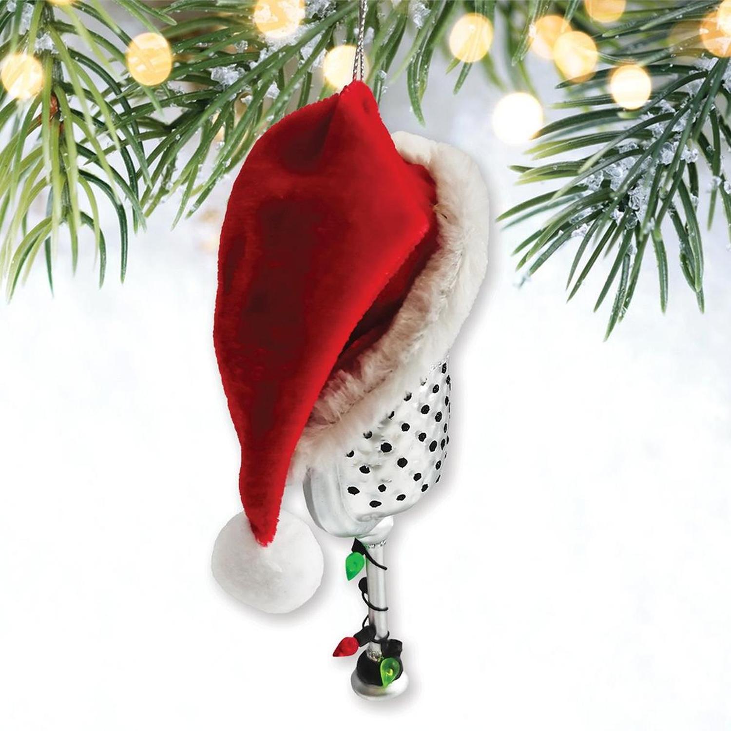 (Pre-Order) Christmas Themed Microphone Glass Ornament, Music Themed Gift for Musicians